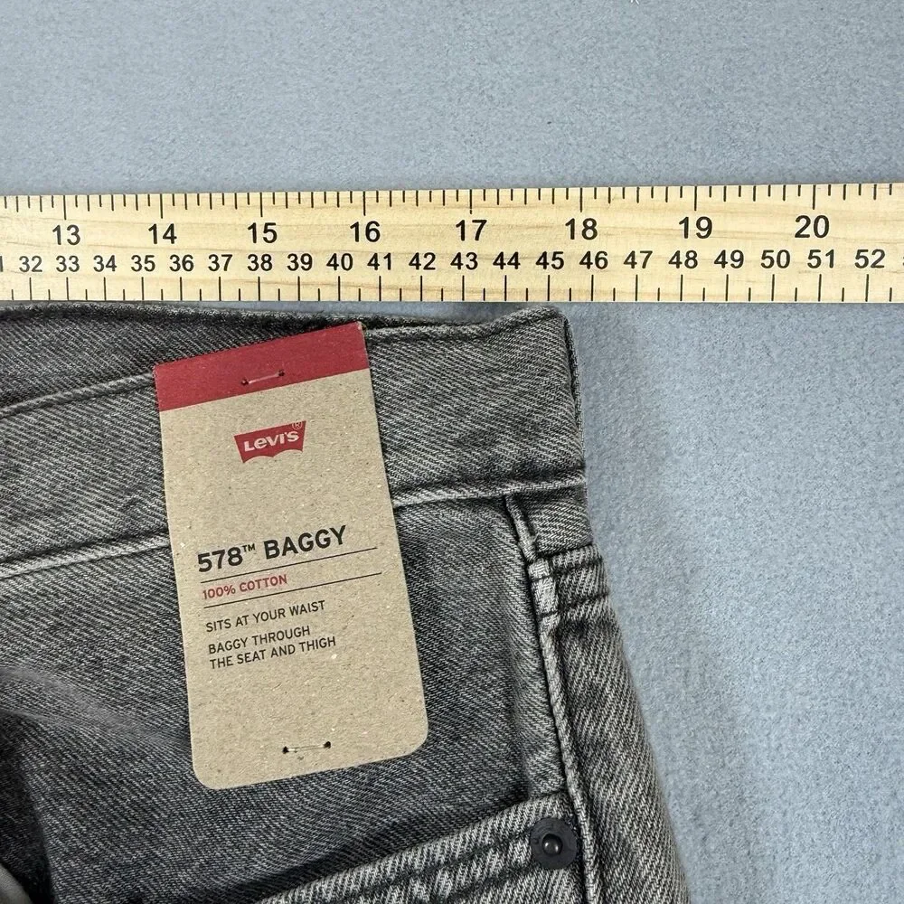 Levi’s 578 Baggy Jeans Men’s 34x36 Y2K 90s Style Grey Wash 100% Cotton NWT